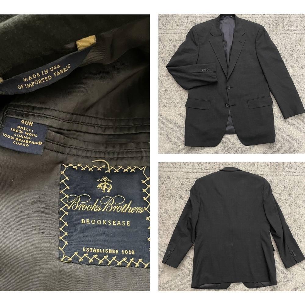 Brooks Brothers Brooksease Union Made Wool Sport Coat Blazer Jacket Mens 40R USA